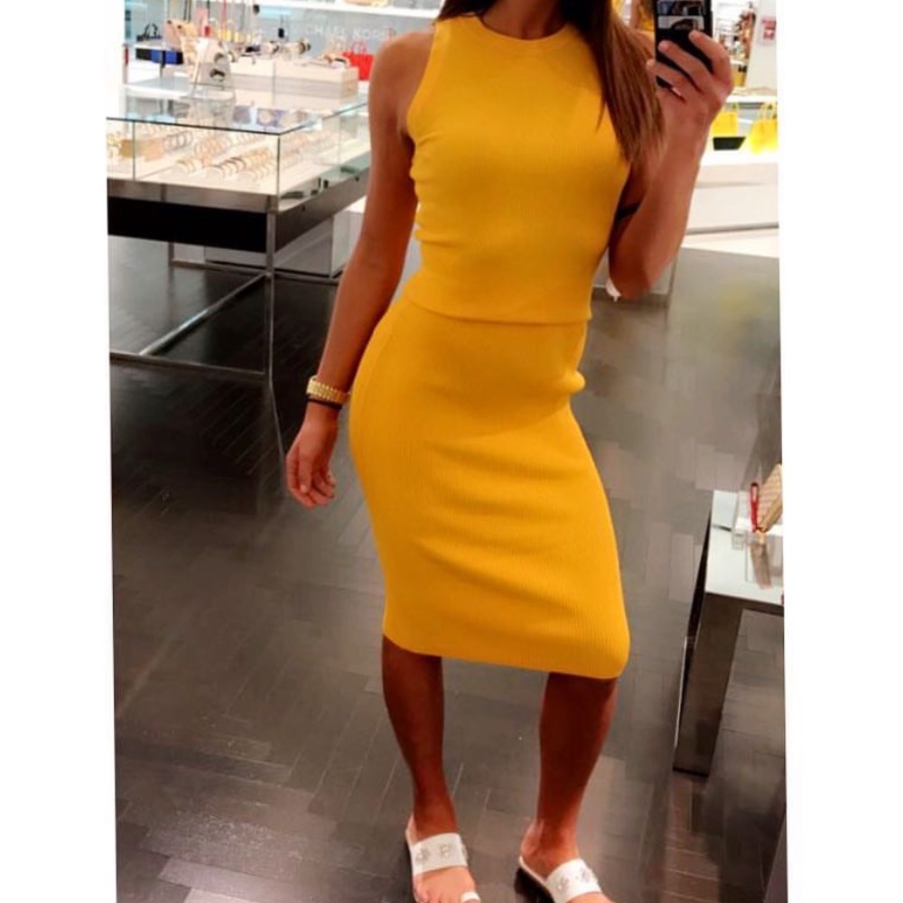 Michael Kors 2 piece ribbed tank & midi skirt